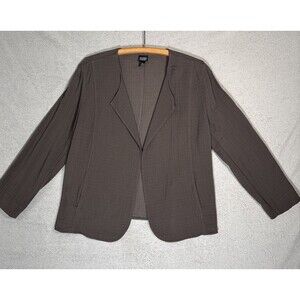 Eileen Fisher Open Front Cardigan Women’s‎ Size M Swiss Dots Notch Collar Jacket